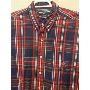 Ralph Lauren Golf XXL Blue Red Green Plaid Longsleeve ButtonUp Tilden VTG 90 Y2K